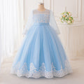 Light Blue Lace Maxi Princess Dress for Girls
