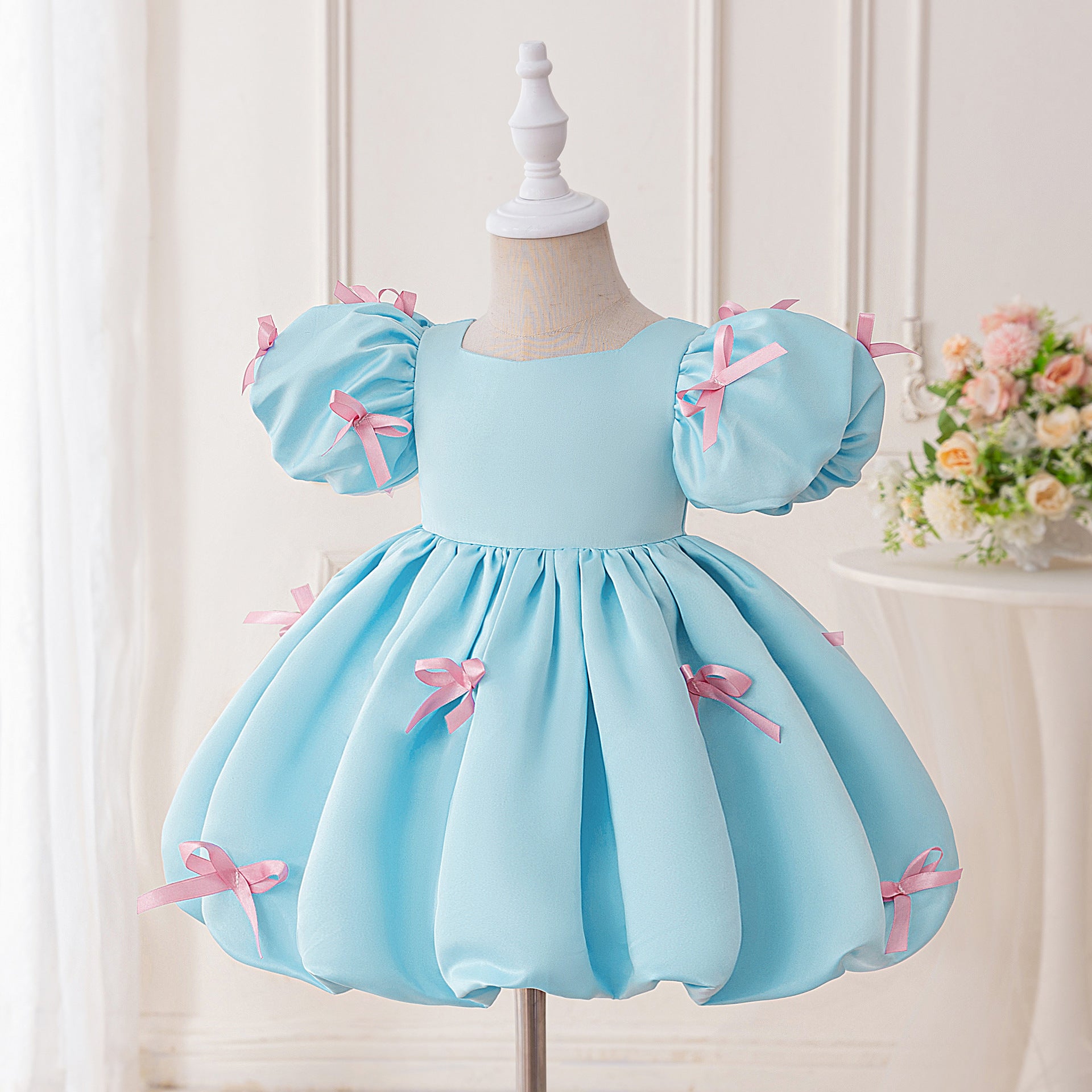 Light Blue Puffy Princess Ball Gown Dress for Girls – Party, Wedding & Special Events