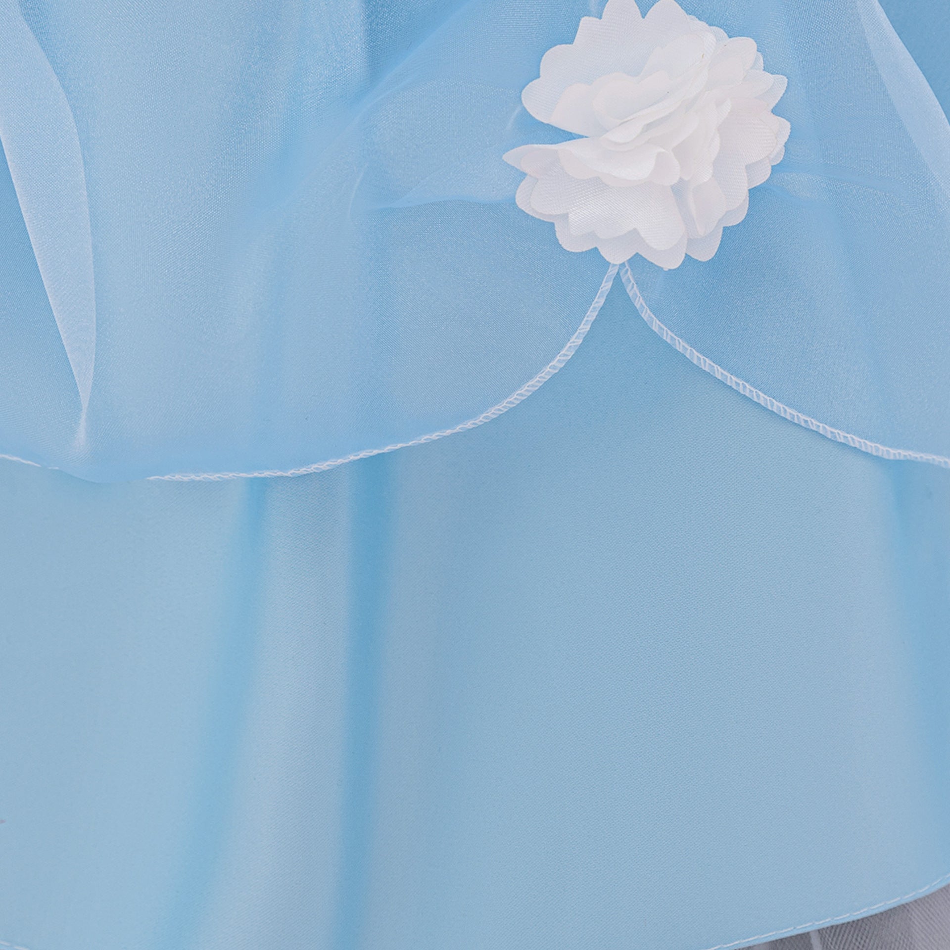 Light Blue Puffy Flower Girl Dress for Parties & Celebrations | Princess Tea-Length Gown