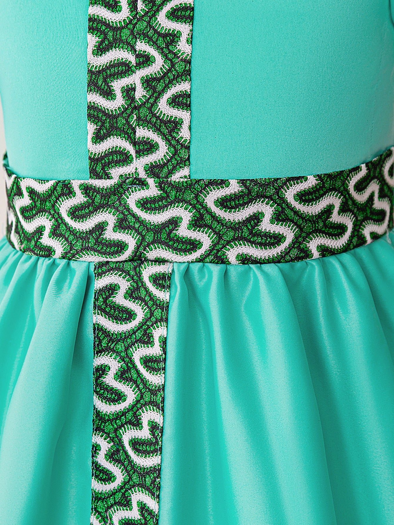 Cute Light Green A-Line Puff Sleeve Maxi Dress for Girls 3-8Y | Party, Wedding & Events