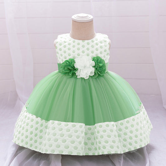 Cute Light Green Tulle Flower Girl Dress with Ruffles for Parties & Weddings