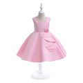 Light Pink A-line Satin Flower Girl Dress with Sweetheart Neck