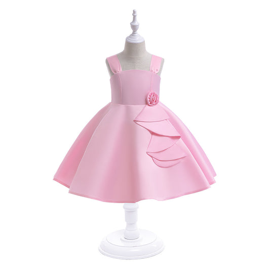 Light Pink A-line Flower Girl Dress – Satin Princess Dress for Girls 3-8 Years