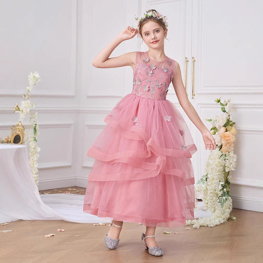 Light Pink Tulle A-Line Princess Dress for Girls – Cute & Playful Party Gown