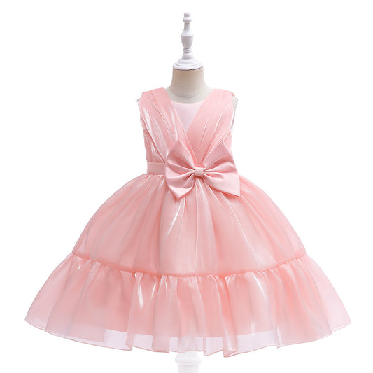 Light Pink Bow Princess Dress for Girls | Kids Party & Flower Girl Dress