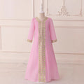Light Pink Embroidered Mesh Maxi Dress for Girls