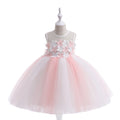 Light Pink Off Shoulder A-Line Tulle Dress with Fabric Flowers
