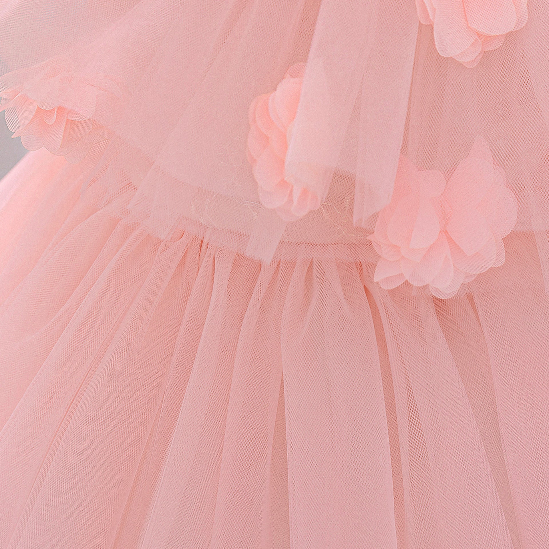 Cute Puffy Tulle Off-Shoulder Ball Gown Dress for Girls - Light Pink Tea-Length Party Dress