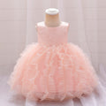 Light Pink Puffy Sequin Birthday Party Dress for Toddler Girls