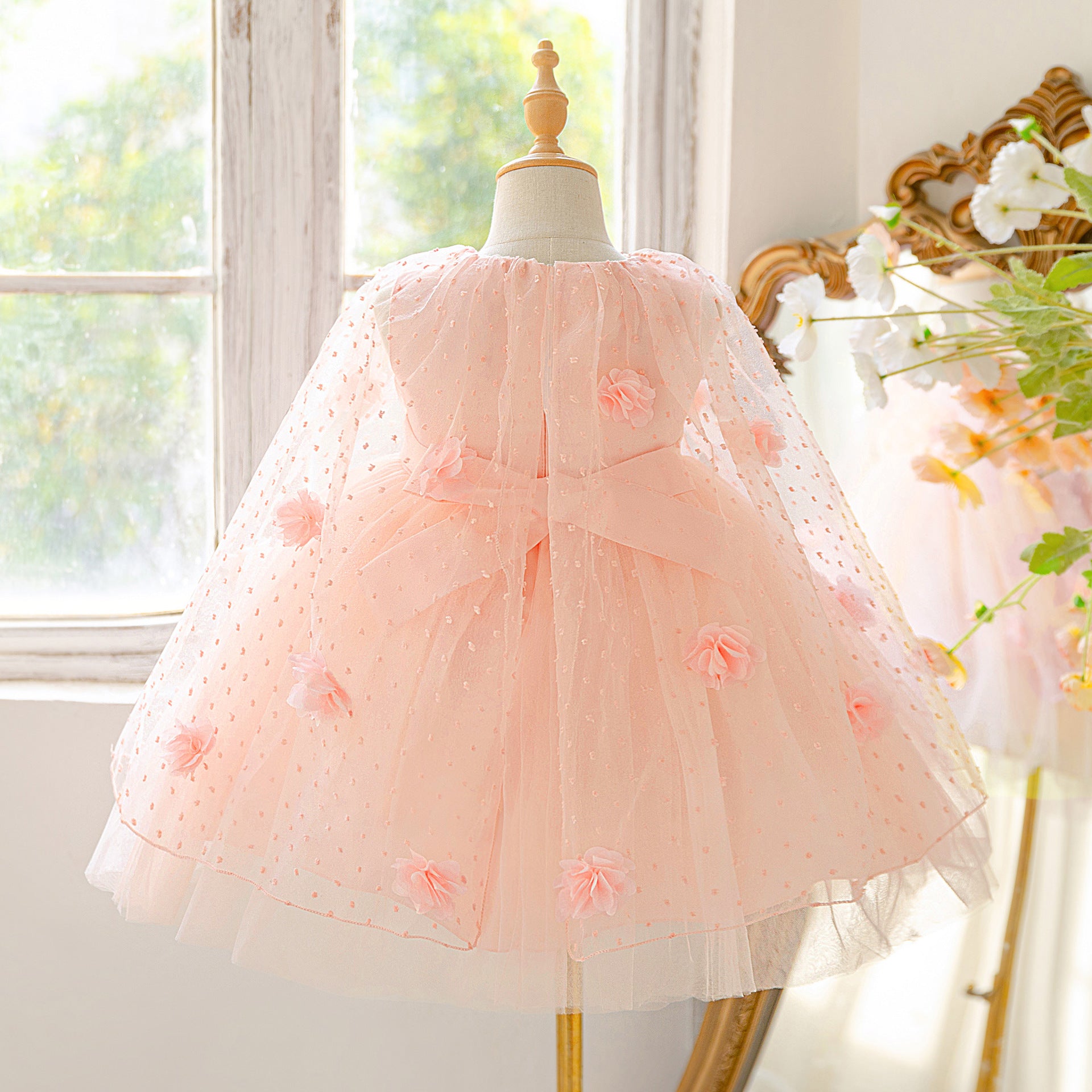 Light Pink Puffy Tulle Flower Girl Dress for Parties & Weddings | Age 3-10