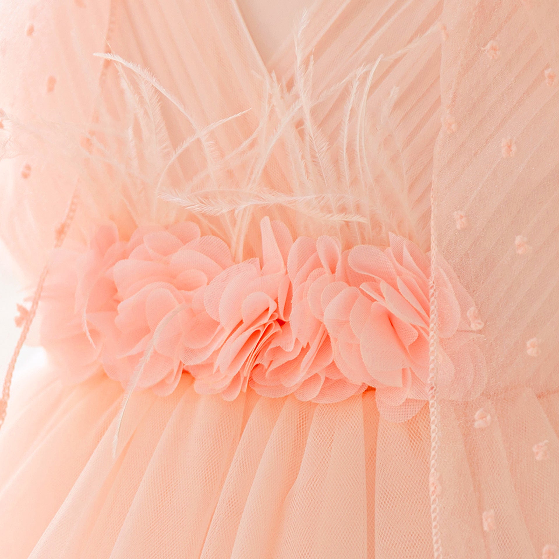 Light Pink Puffy Tulle Flower Girl Dress for Parties & Weddings | Age 3-10