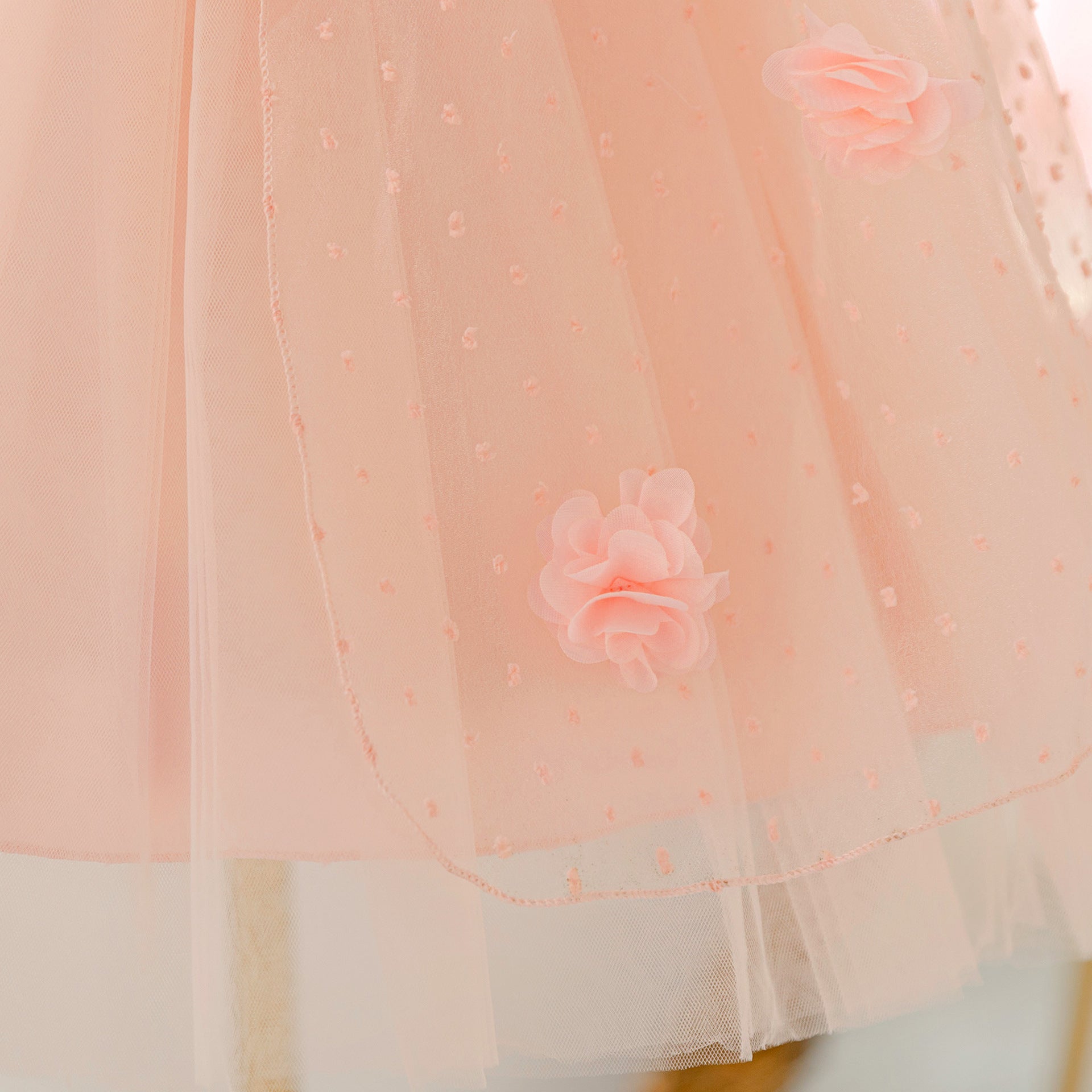 Light Pink Puffy Tulle Flower Girl Dress for Parties & Weddings | Age 3-10