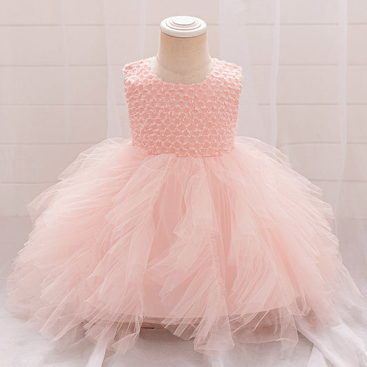 Light Pink Puffy Tulle Ball Gown Dress for Girls – Princess Party & Flower Girl Dress