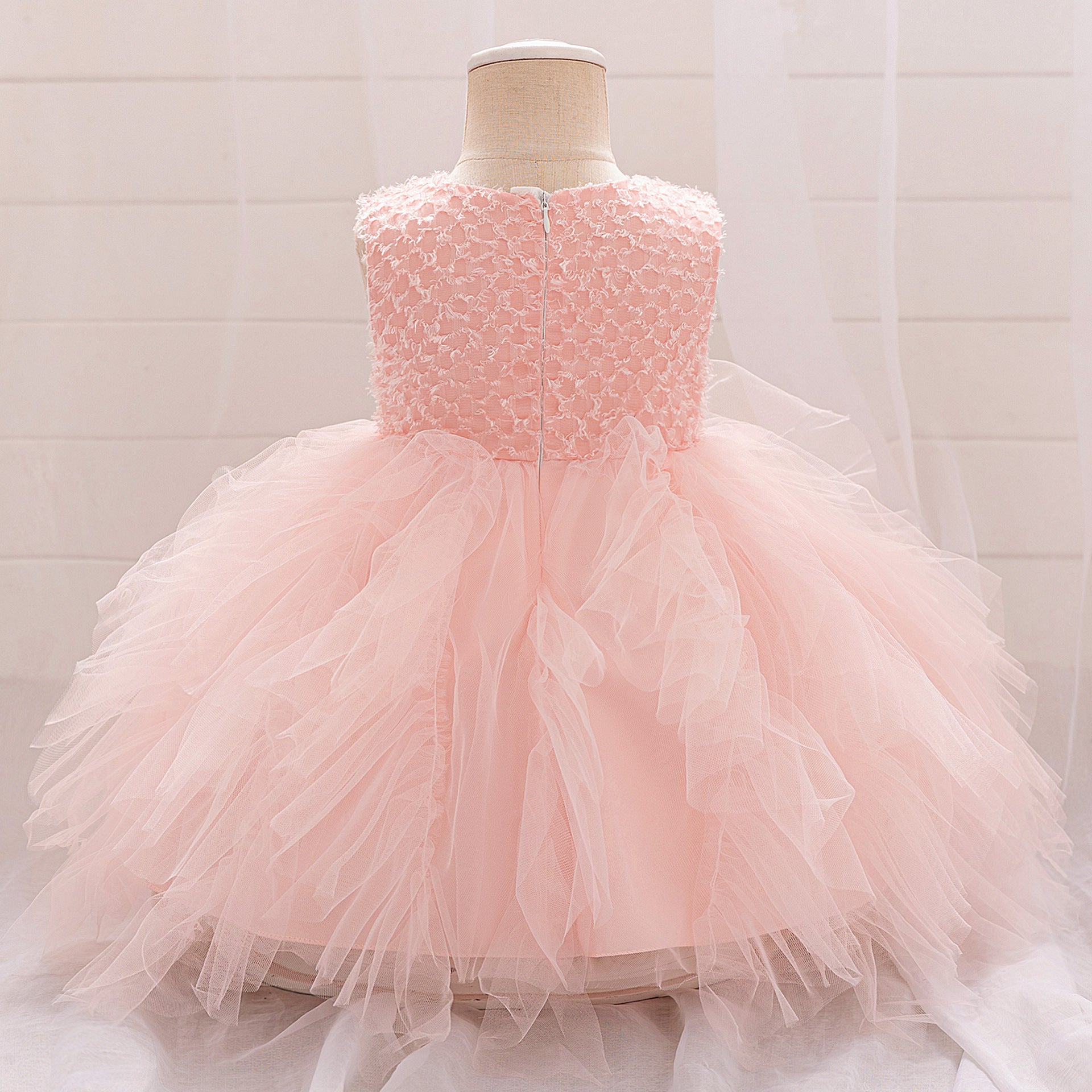 Light Pink Puffy Tulle Ball Gown Dress for Girls – Princess Party & Flower Girl Dress