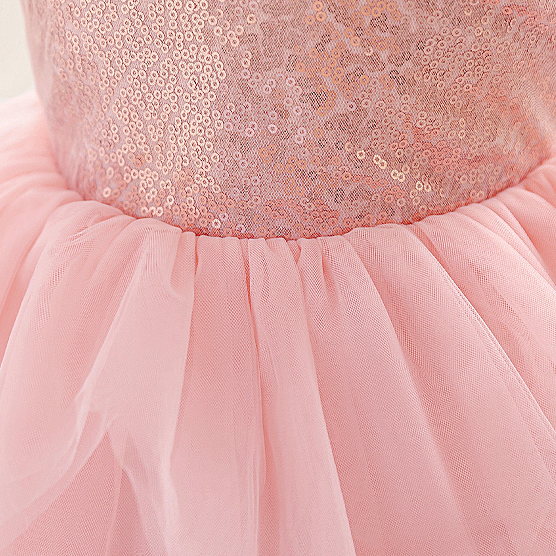 Light Pink Sparkly Off-Shoulder Princess Dress for Girls – Party & Flower Girl Gown