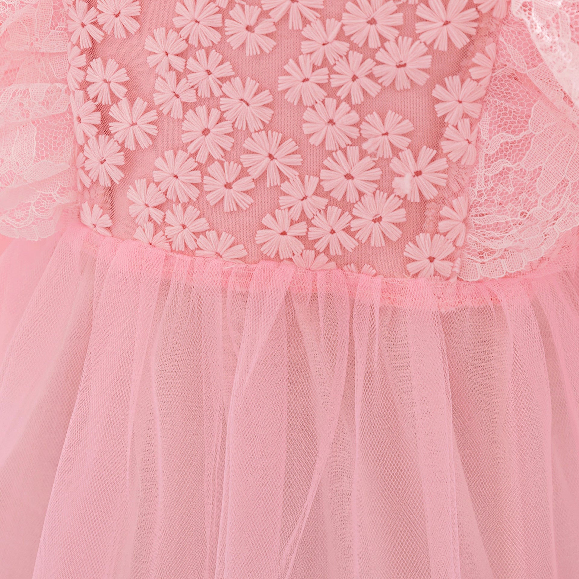 Cute A-line Pink Tulle Princess Dress for Baby & Toddler | Long Sleeve Embroidered Party Gown