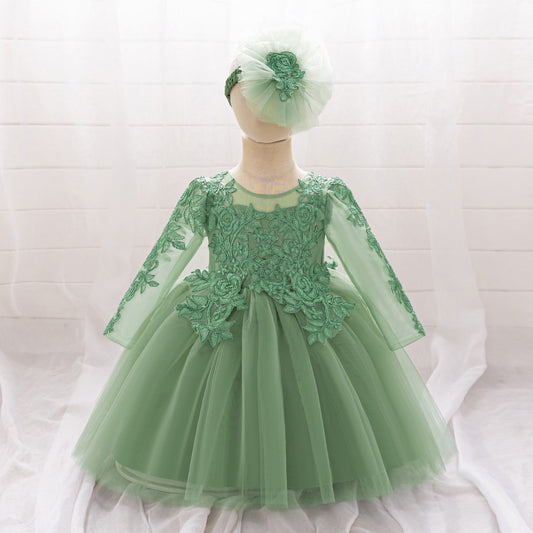 White Lace Tulle A-Line Dress for Girls – Flower Girl & Party