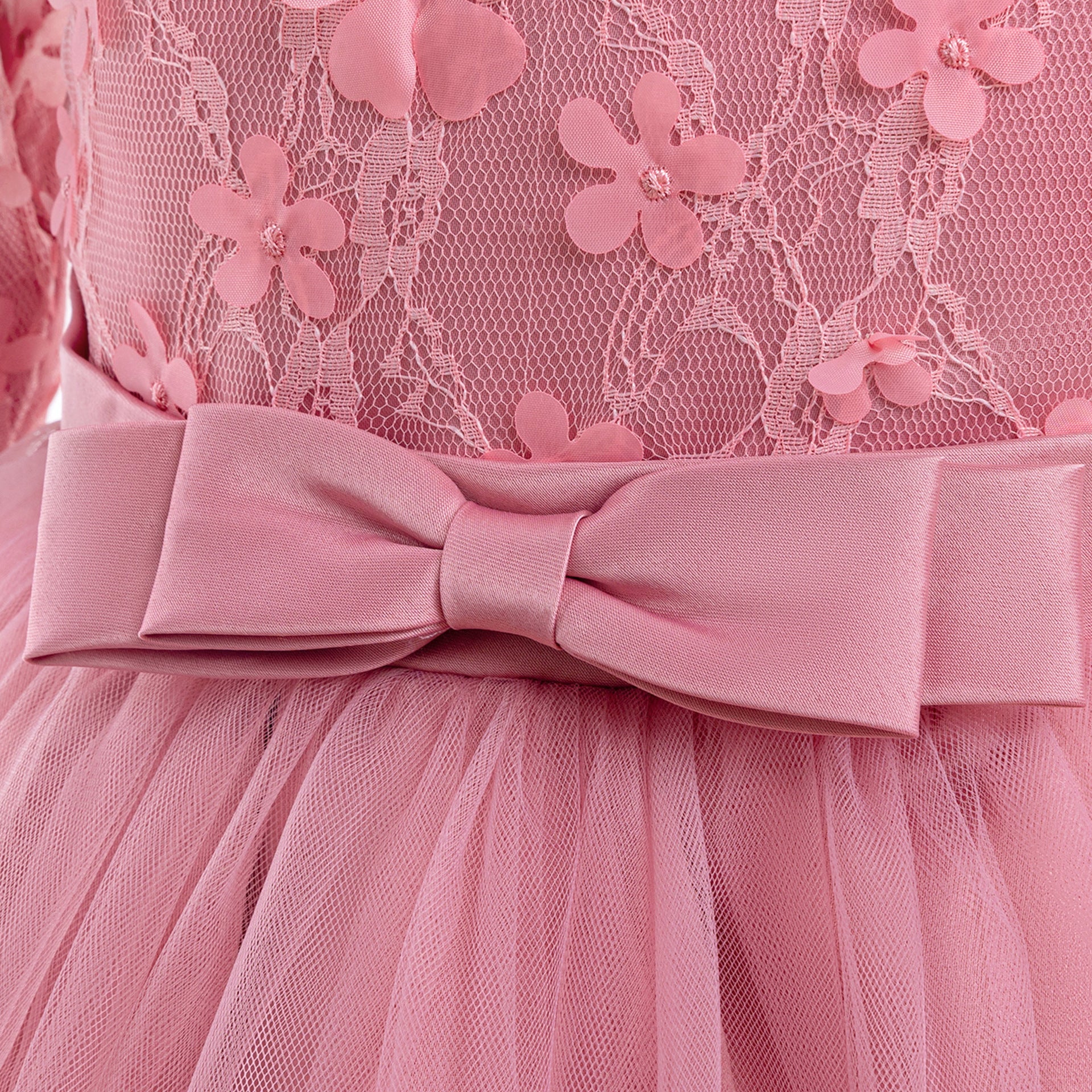 Cute A-Line Applique Princess Maxi Dress for Girls | Tulle & Lace Long Sleeve Gown