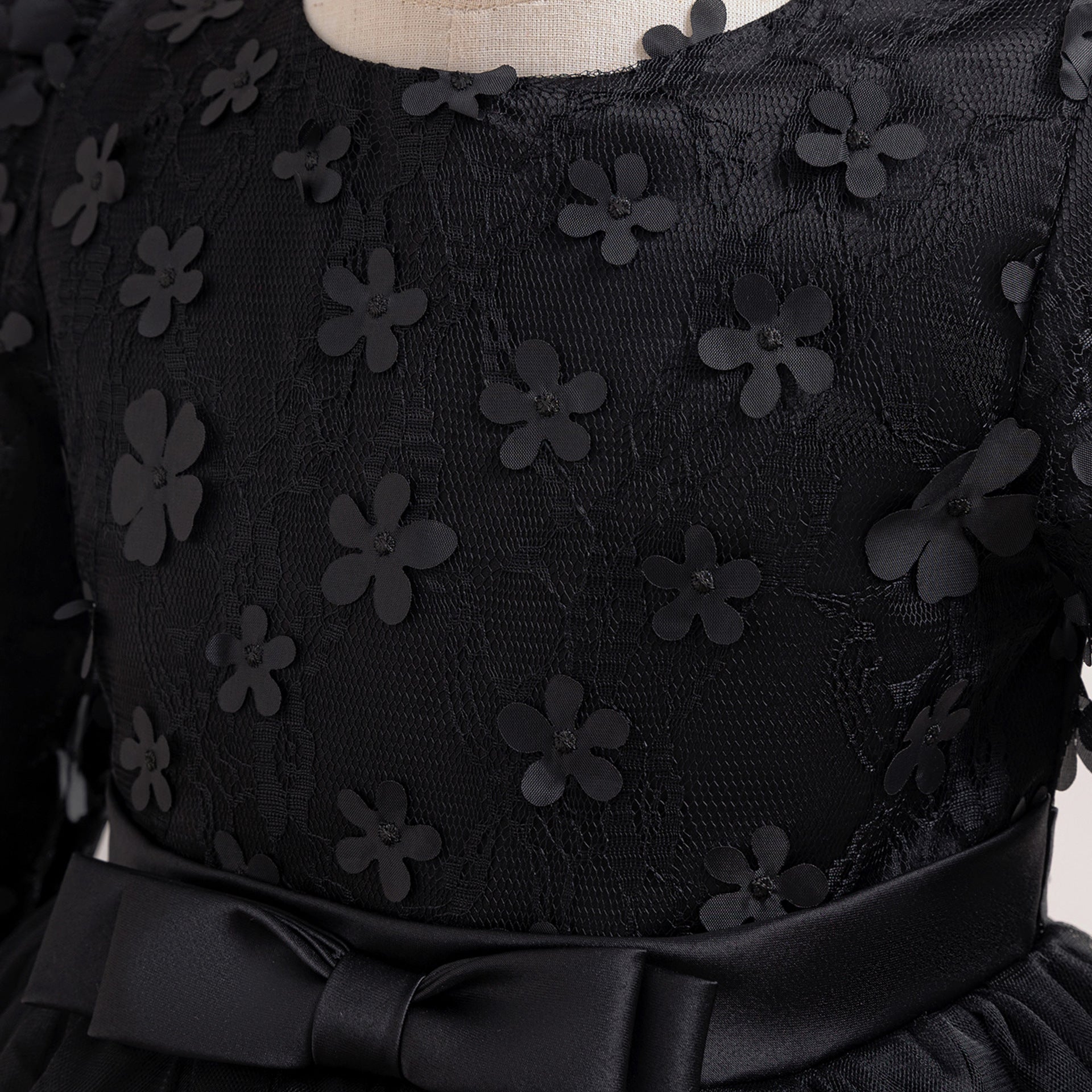 Cute A-Line Applique Princess Maxi Dress for Girls | Tulle & Lace Long Sleeve Gown