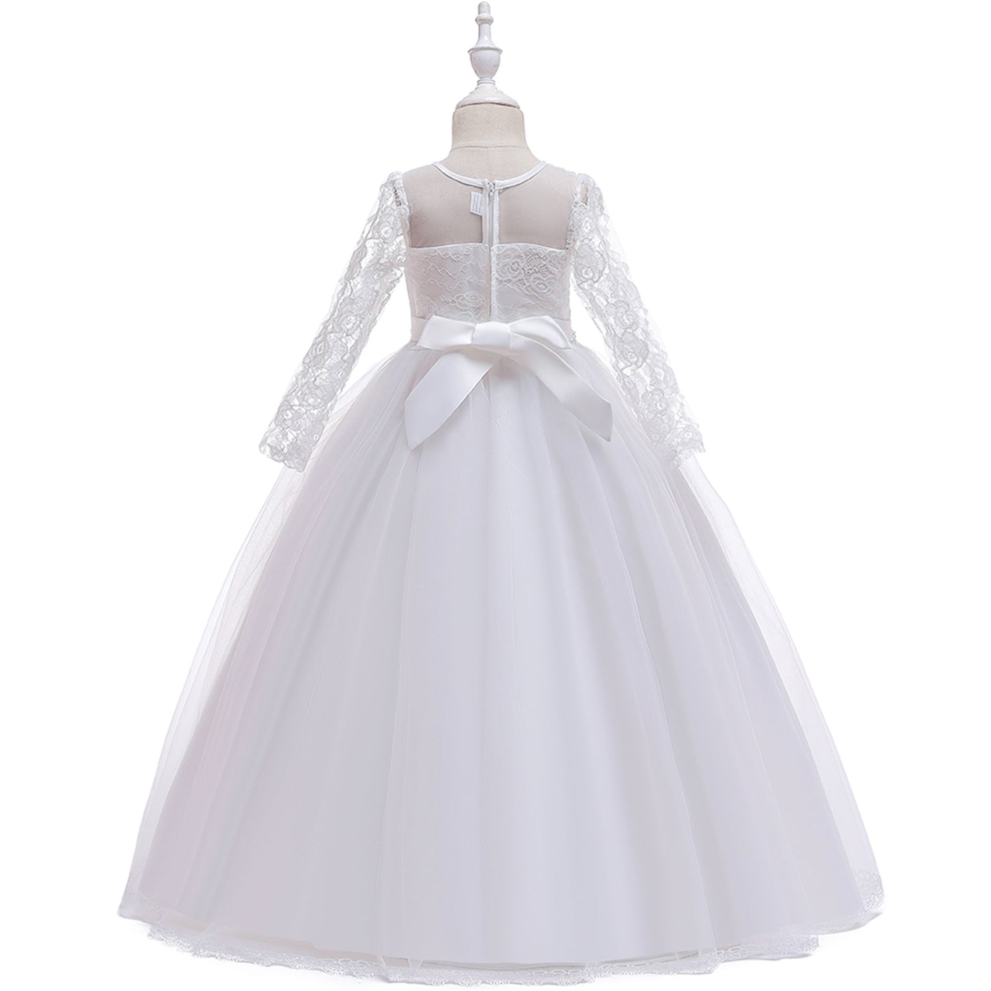 Long Sleeve Tulle & Lace Princess Maxi Dress for Girls (4-13Y) – Flower Girl & Party Gown
