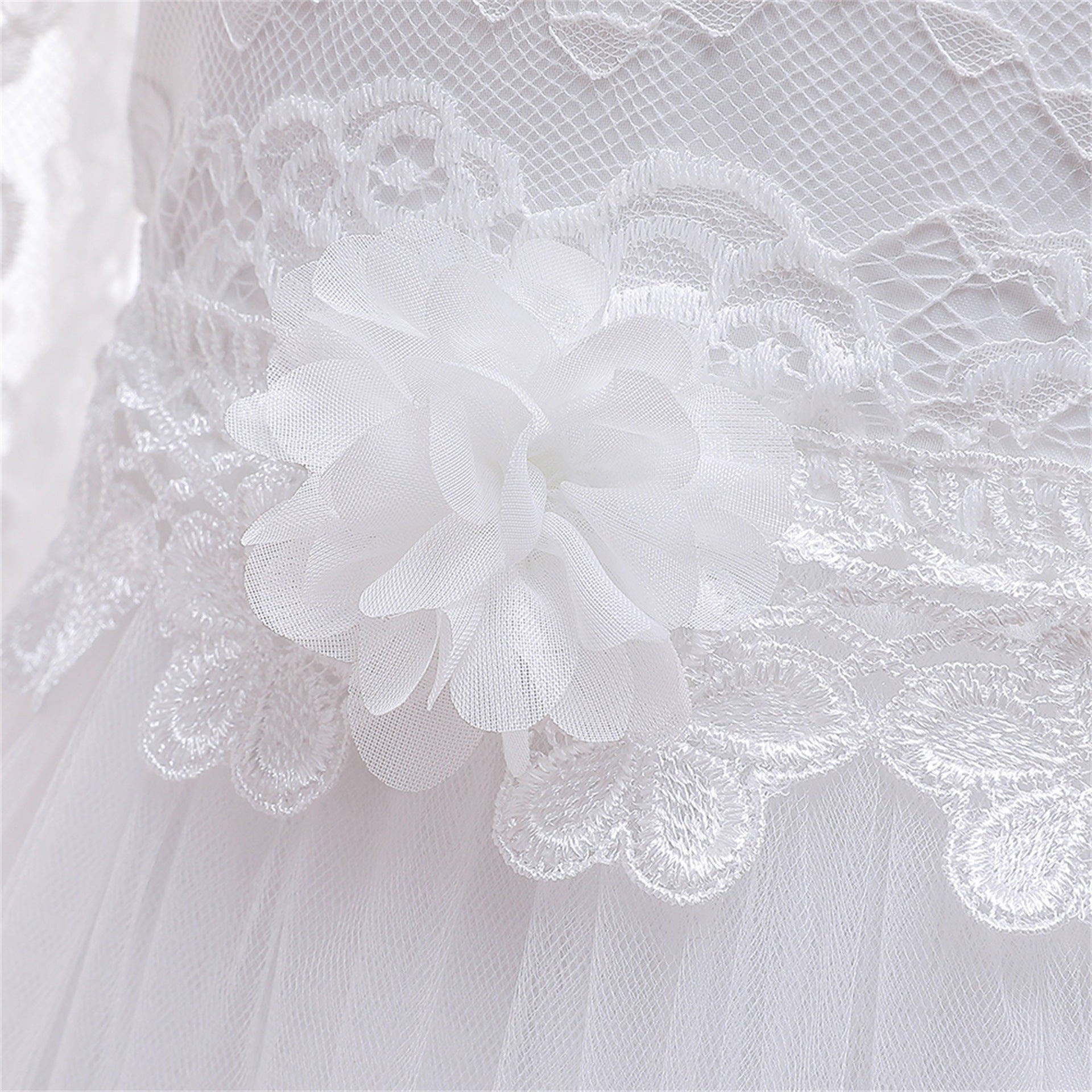 Long Sleeve Tulle & Lace Princess Maxi Dress for Girls (4-13Y) – Flower Girl & Party Gown
