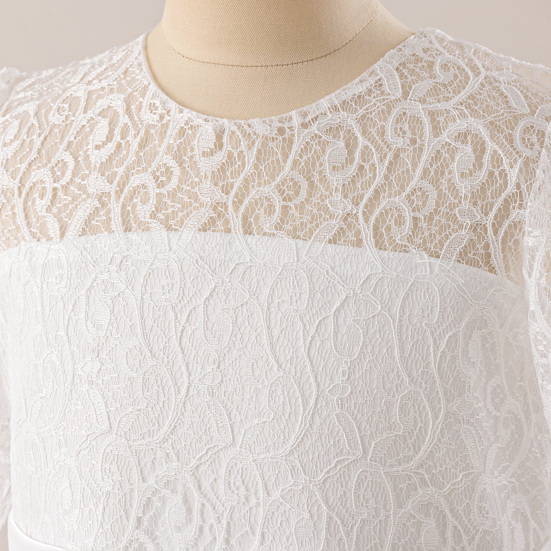 Cute Long Sleeve A-line Princess Dress for Girls - Lace Mesh Maxi Gown