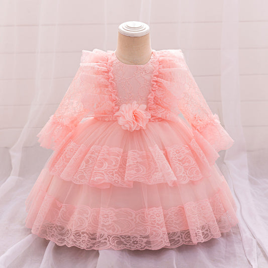Cute Puffy Ball Gown Toddler Dress – Light Pink Long Sleeve Flower Girl Outfit