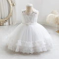 Mesh Ball Gown Party Dress with Lace and Bowknot