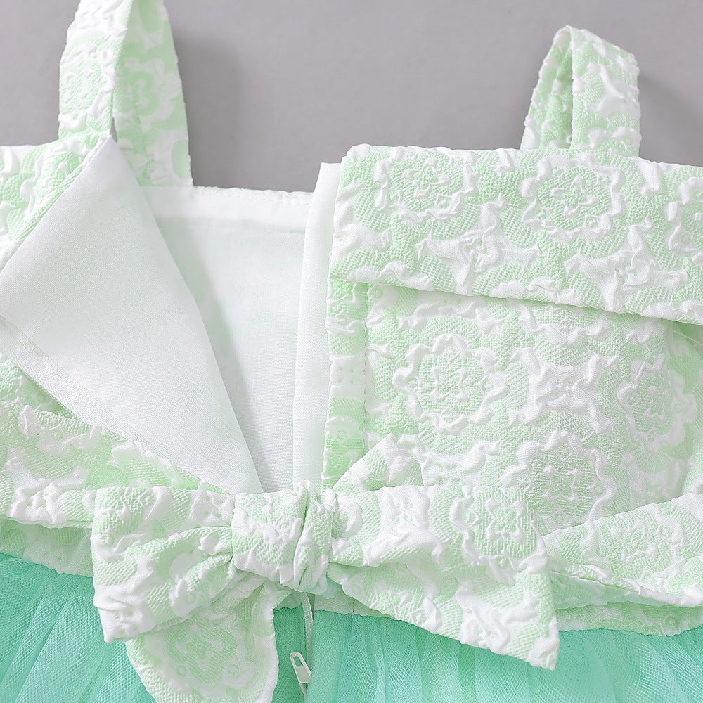 Mint Green Off Shoulder Baby Girl Princess Dress – Tulle Ruffle Flower Girl Gown