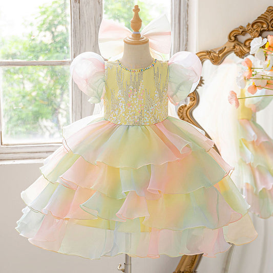 Multicolor Tiered Tulle Princess Dress for Girls - Ball Gown Fairy Style Party Dress