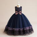 Navy Blue Puffy Maxi Princess Dress for Girls