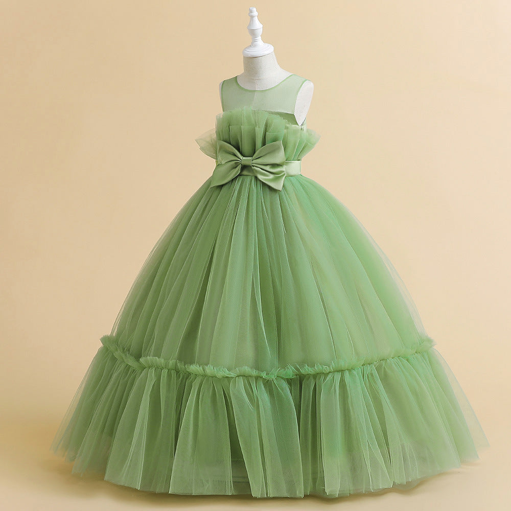 Off Shoulder A-Line Mesh Party Dress with Bow for Girls | Cute & Playful