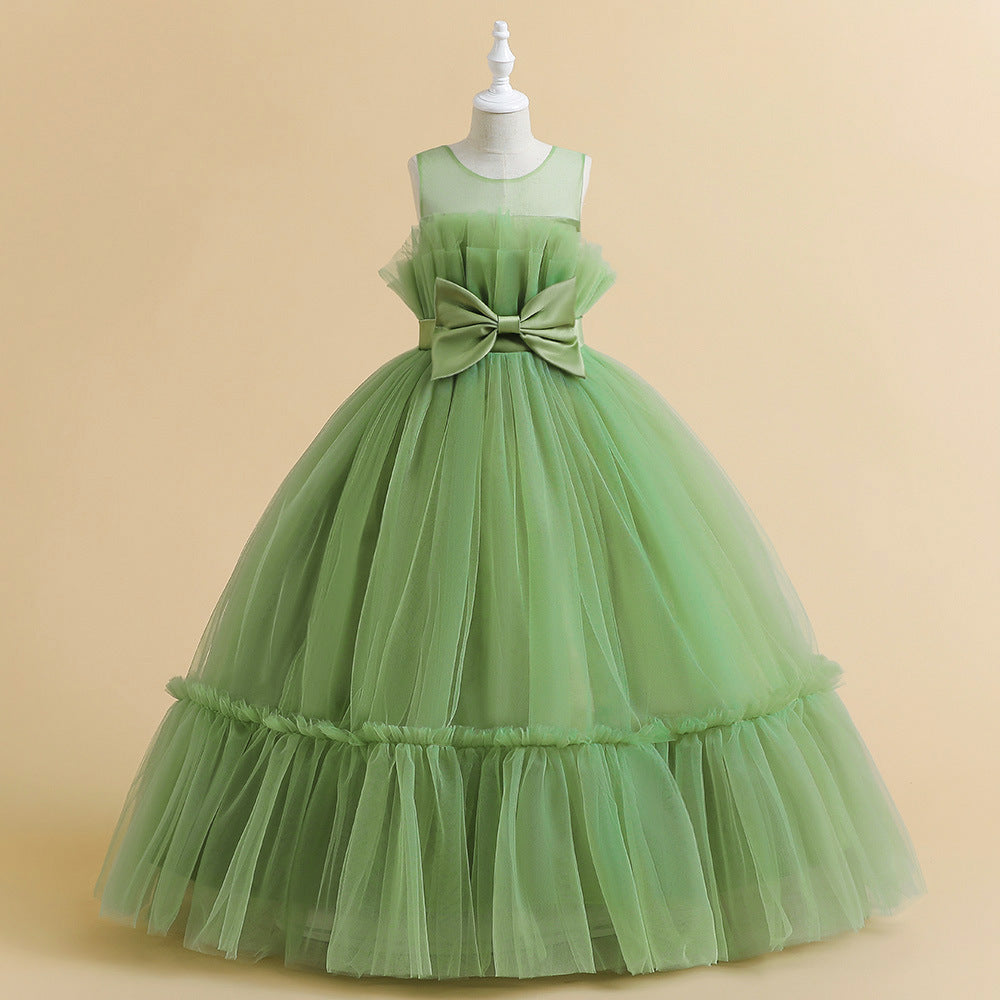 Off Shoulder A-Line Mesh Party Dress with Bow for Girls | Cute & Playful