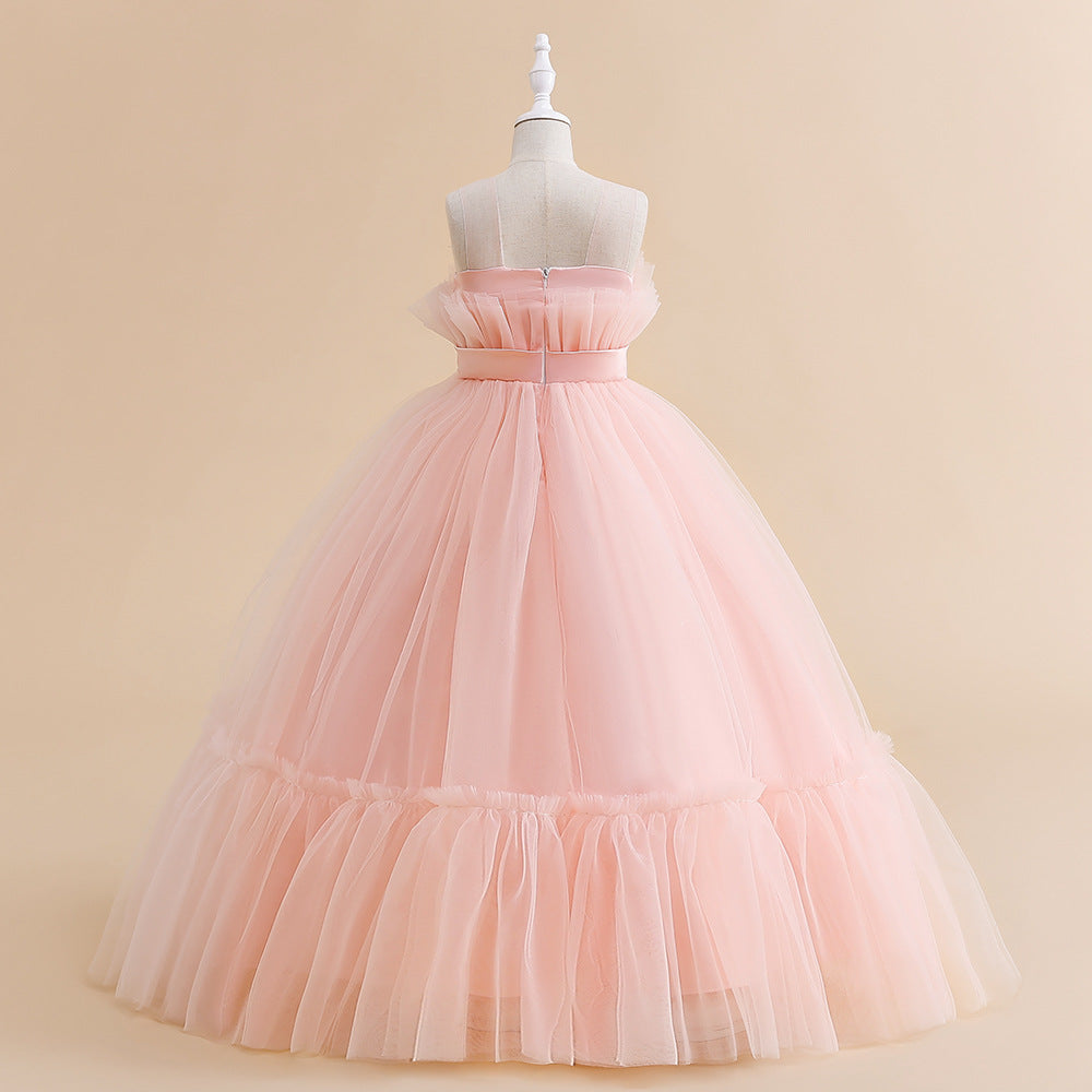 Off Shoulder A-Line Mesh Party Dress with Bow for Girls | Cute & Playful