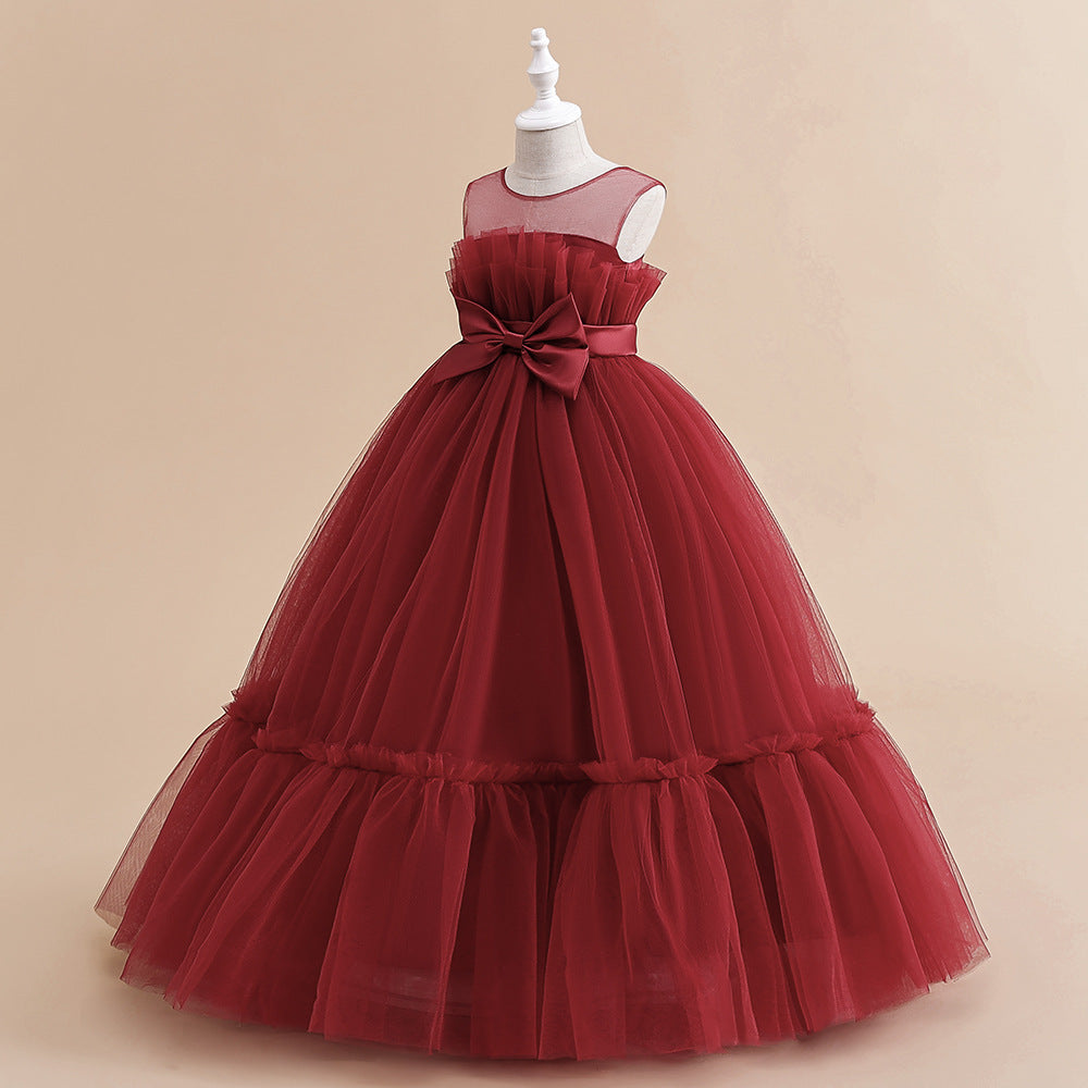 Off Shoulder A-Line Mesh Party Dress with Bow for Girls | Cute & Playful