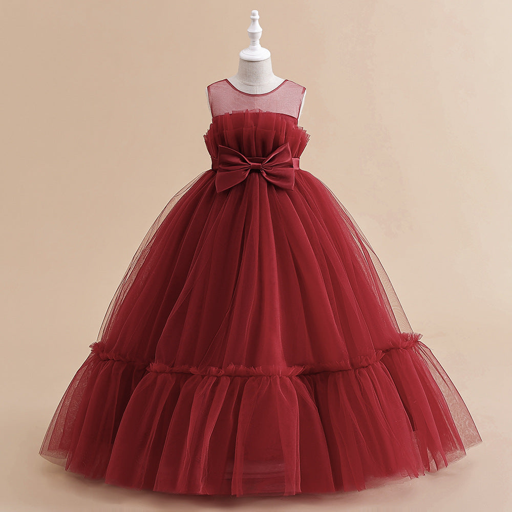Off Shoulder A-Line Mesh Party Dress with Bow for Girls | Cute & Playful