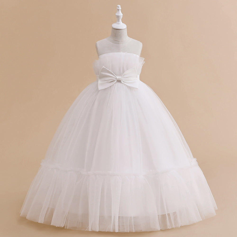 Off Shoulder A-Line Mesh Party Dress with Bow for Girls | Cute & Playful