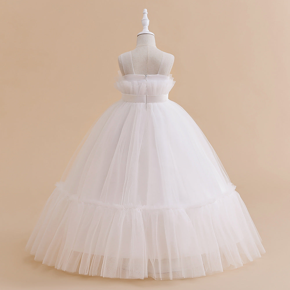 Off Shoulder A-Line Mesh Party Dress with Bow for Girls | Cute & Playful