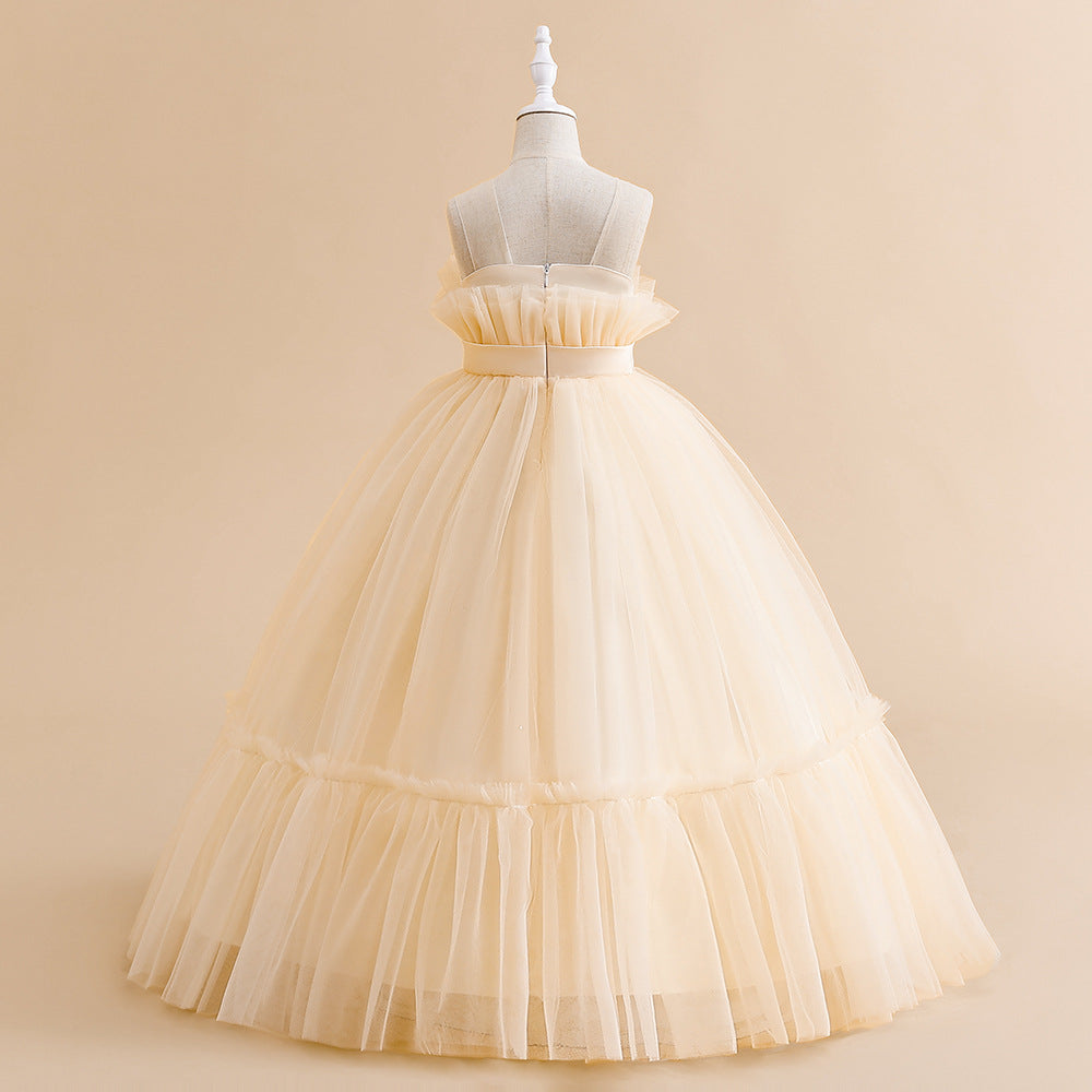 Off Shoulder A-Line Mesh Party Dress with Bow for Girls | Cute & Playful