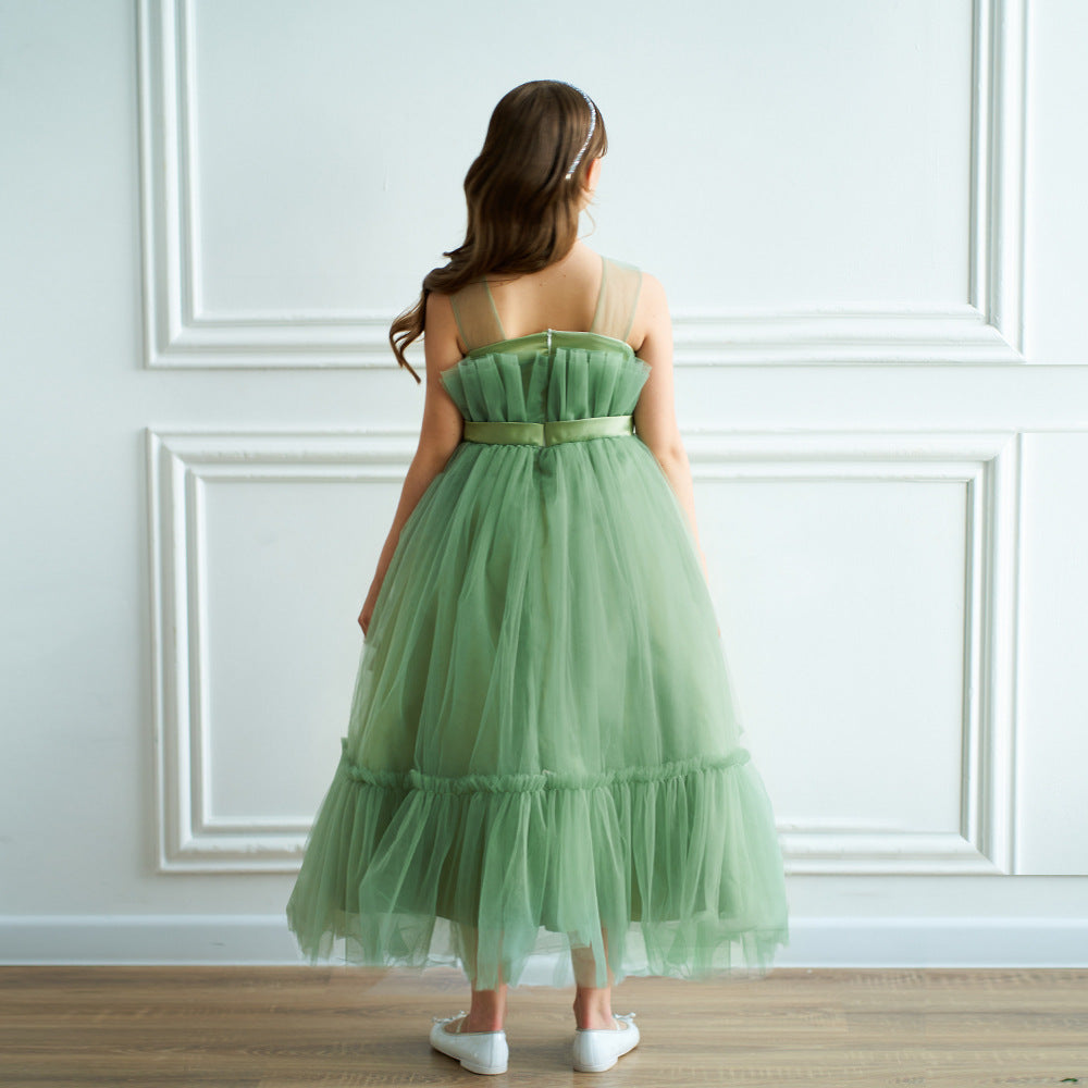 Off Shoulder A-Line Mesh Party Dress with Bow for Girls | Cute & Playful