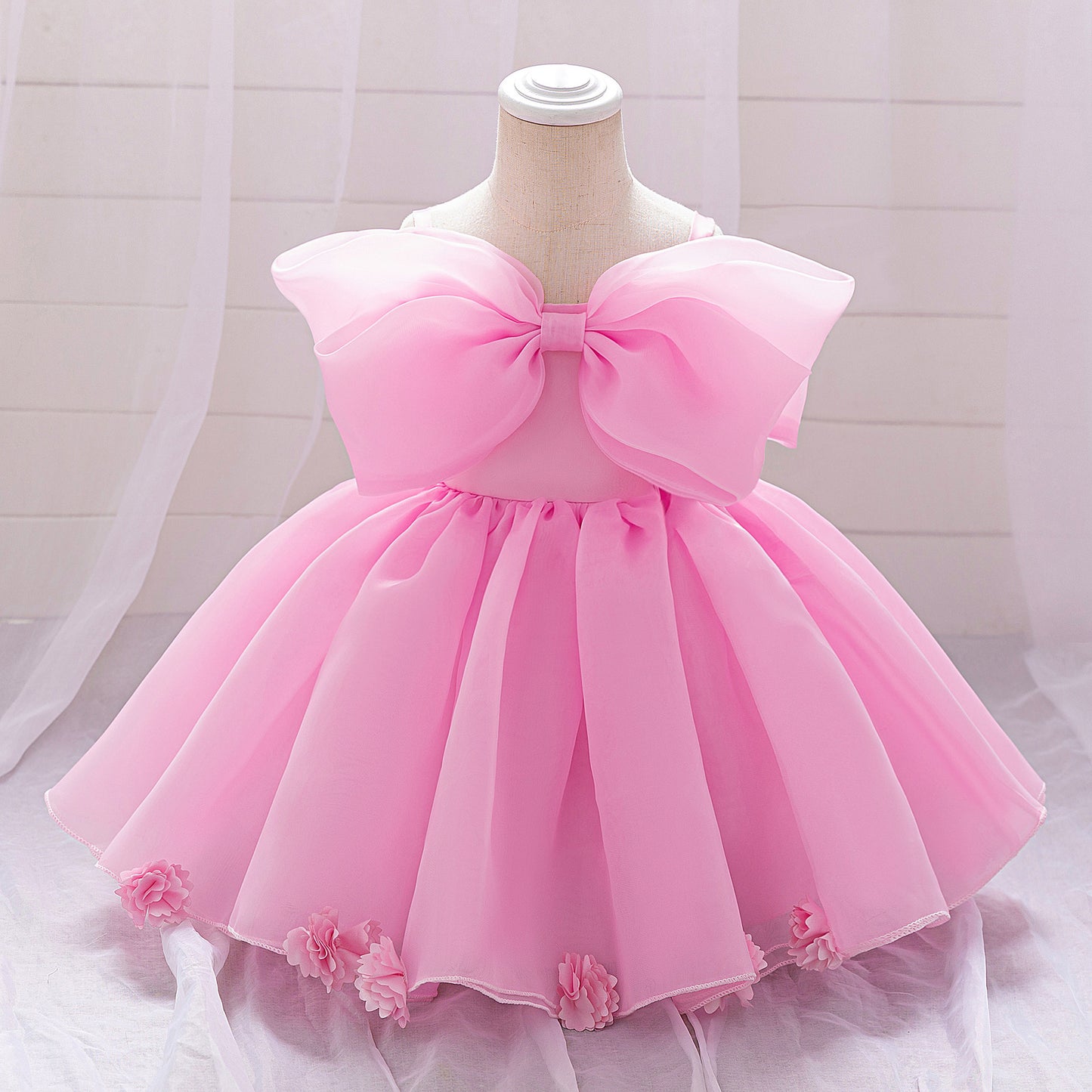 Cute Off Shoulder Mesh Princess Dress for Girls | Flower Girl & Party Dress