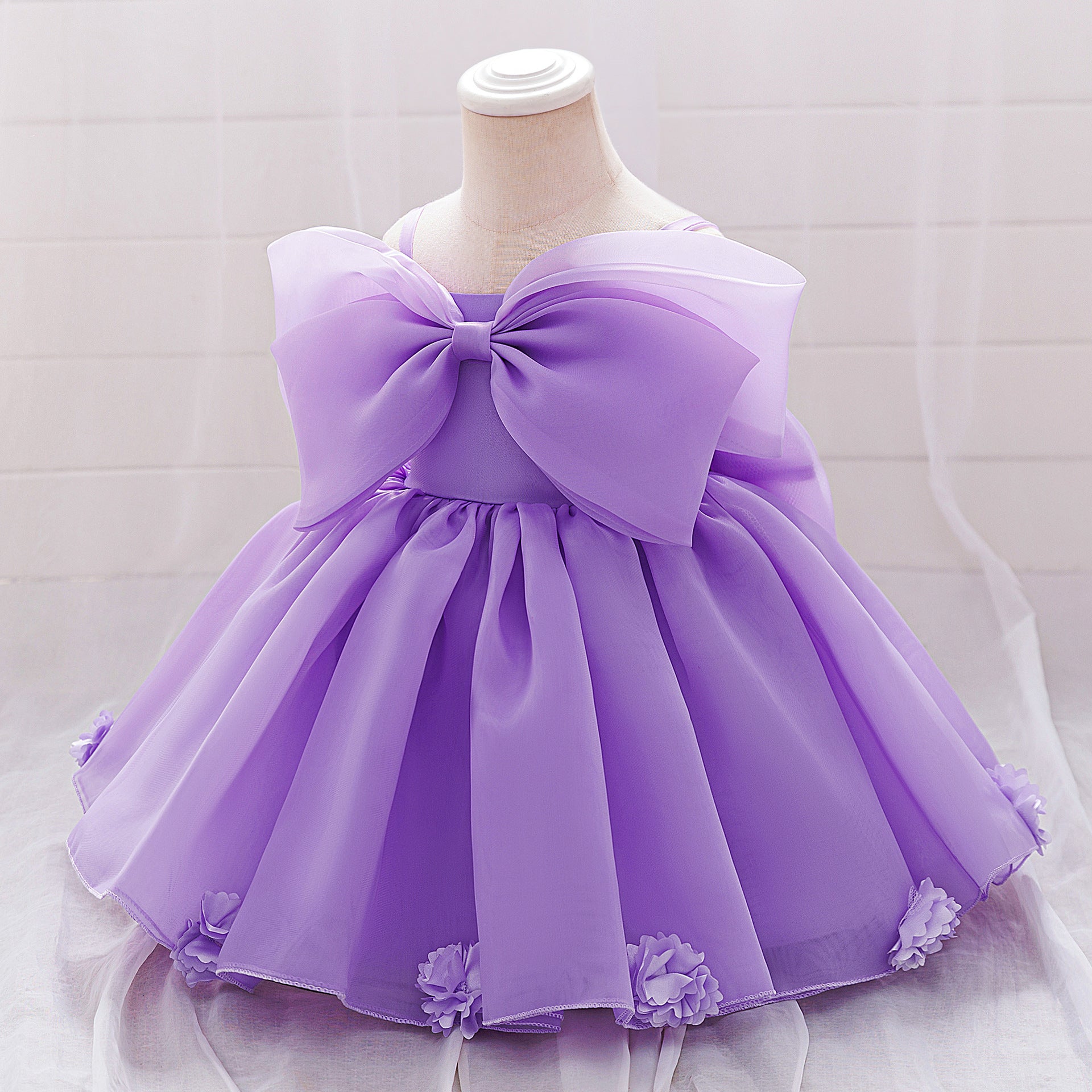 Cute Off Shoulder Mesh Princess Dress for Girls | Flower Girl & Party Dress
