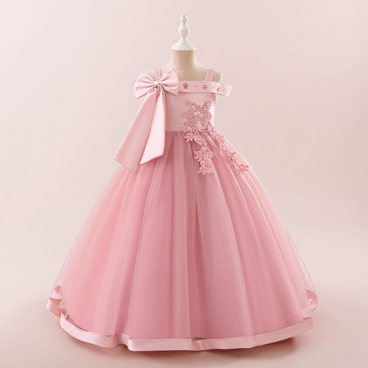 Cute Off Shoulder Mesh A-Line Maxi Dress for Girls (Ages 4-13)