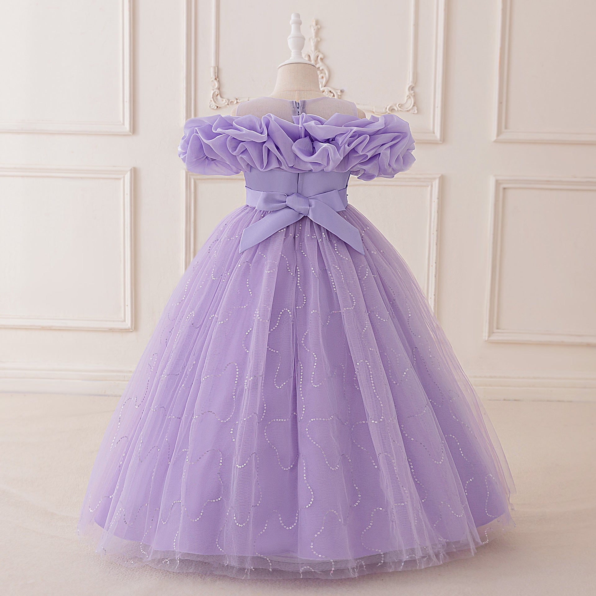 Cute Off Shoulder Tulle Maxi Dress for Girls – Party, Wedding, and Photo Shoot Dresses