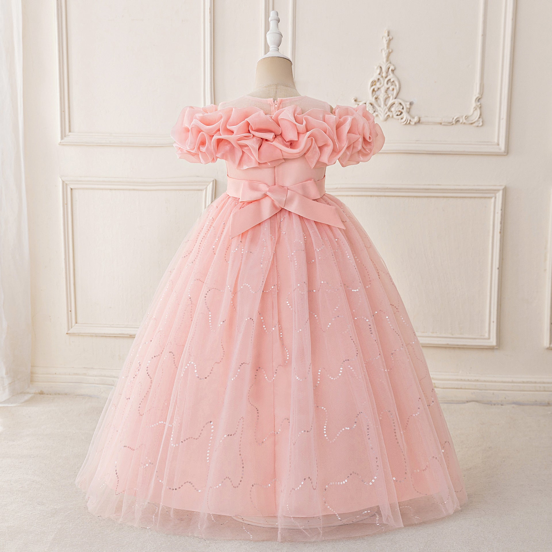 Cute Off Shoulder Tulle Maxi Dress for Girls – Party, Wedding, and Photo Shoot Dresses