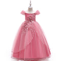 Off Shoulder Floral Mesh Princess Maxi Dress for Girls