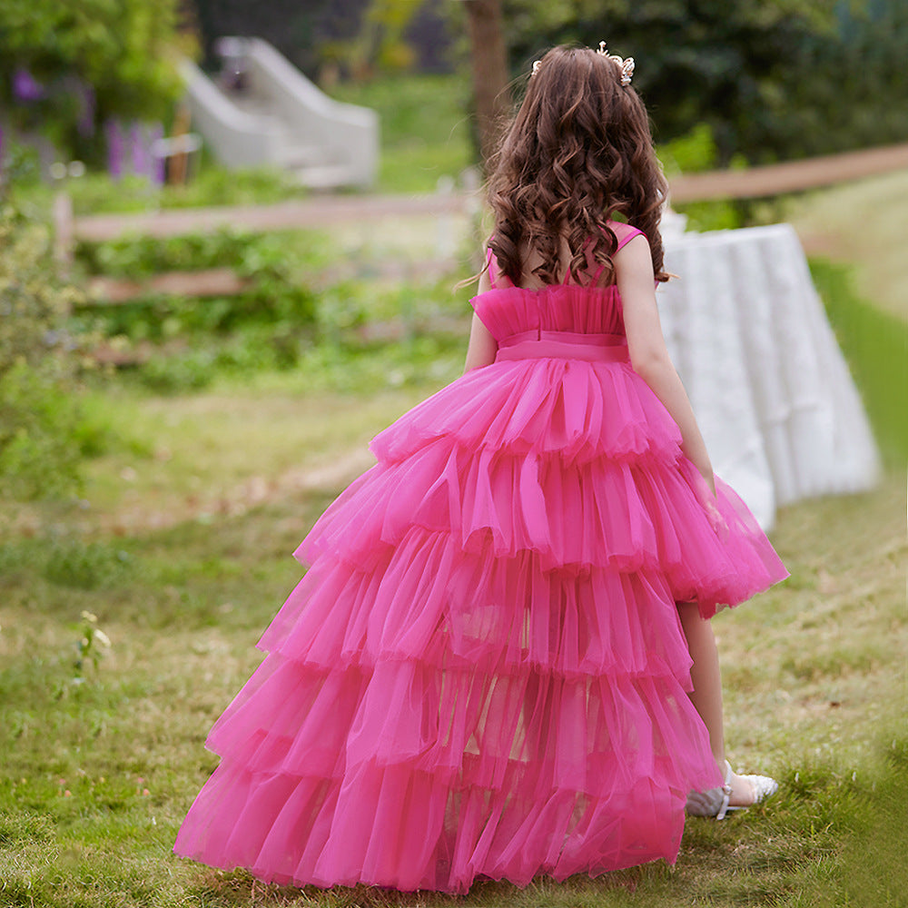Cute Off Shoulder Pleated Tulle Flower Girl Dress for Parties & Weddings