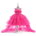 Off Shoulder High-Low Tulle Flower Girl Dress with Detachable Train