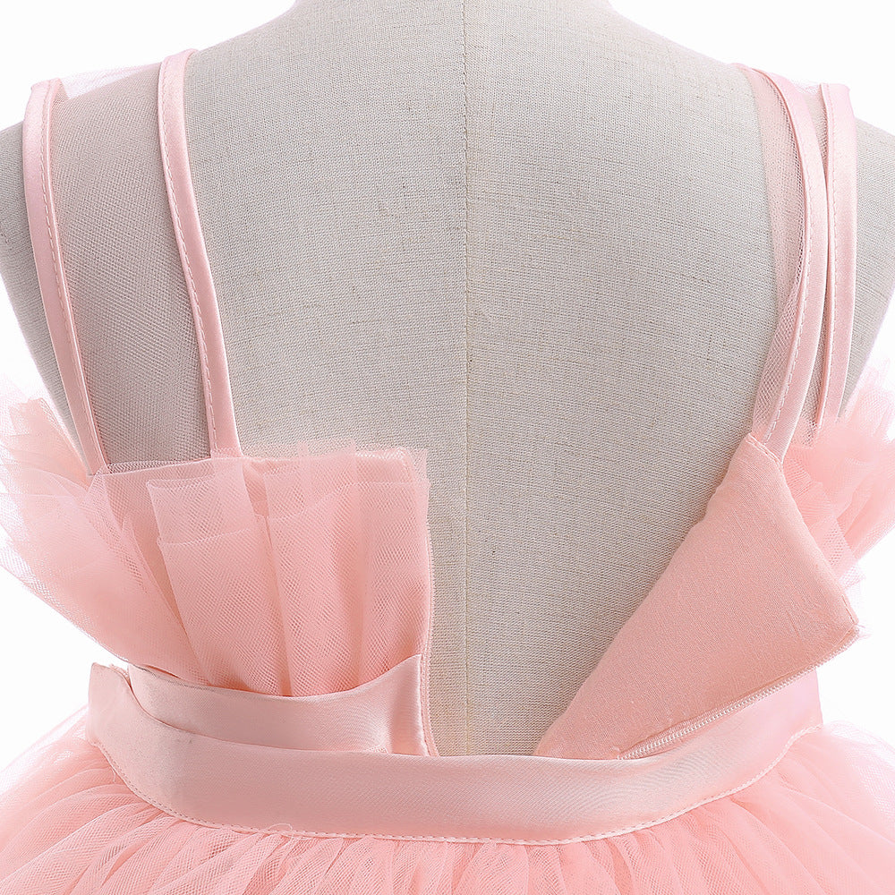 Cute Off Shoulder Pleated Tulle Flower Girl Dress for Parties & Weddings