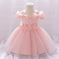 Off Shoulder Lace Applique Ball Gown Birthday Dress for Baby Girls